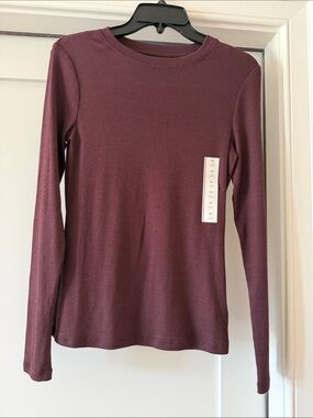 Target Women's Long-Sleeve Crewneck Top - Plum/Burgundy